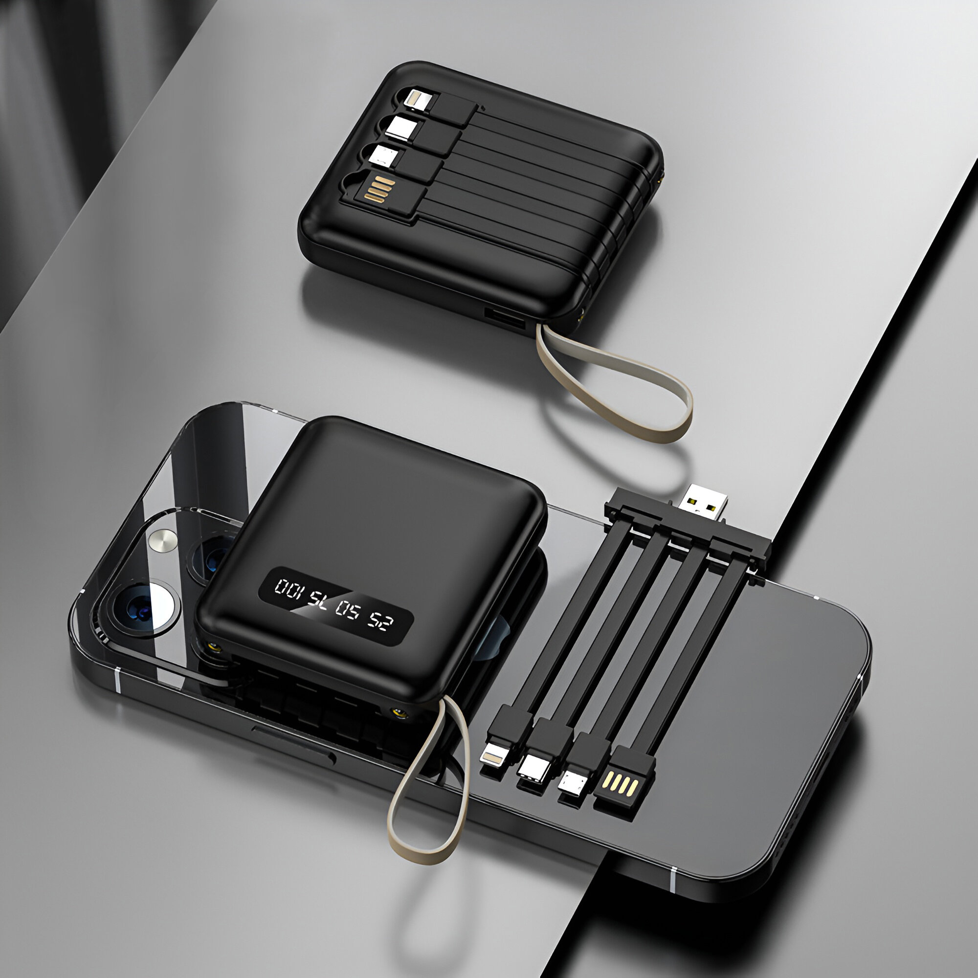 Pin Sạc Dự Phòng 10,000mAh Siêu Nhỏ Gọn Kèm Cáp Sạc Đa Năng - in logo thumbnail 7