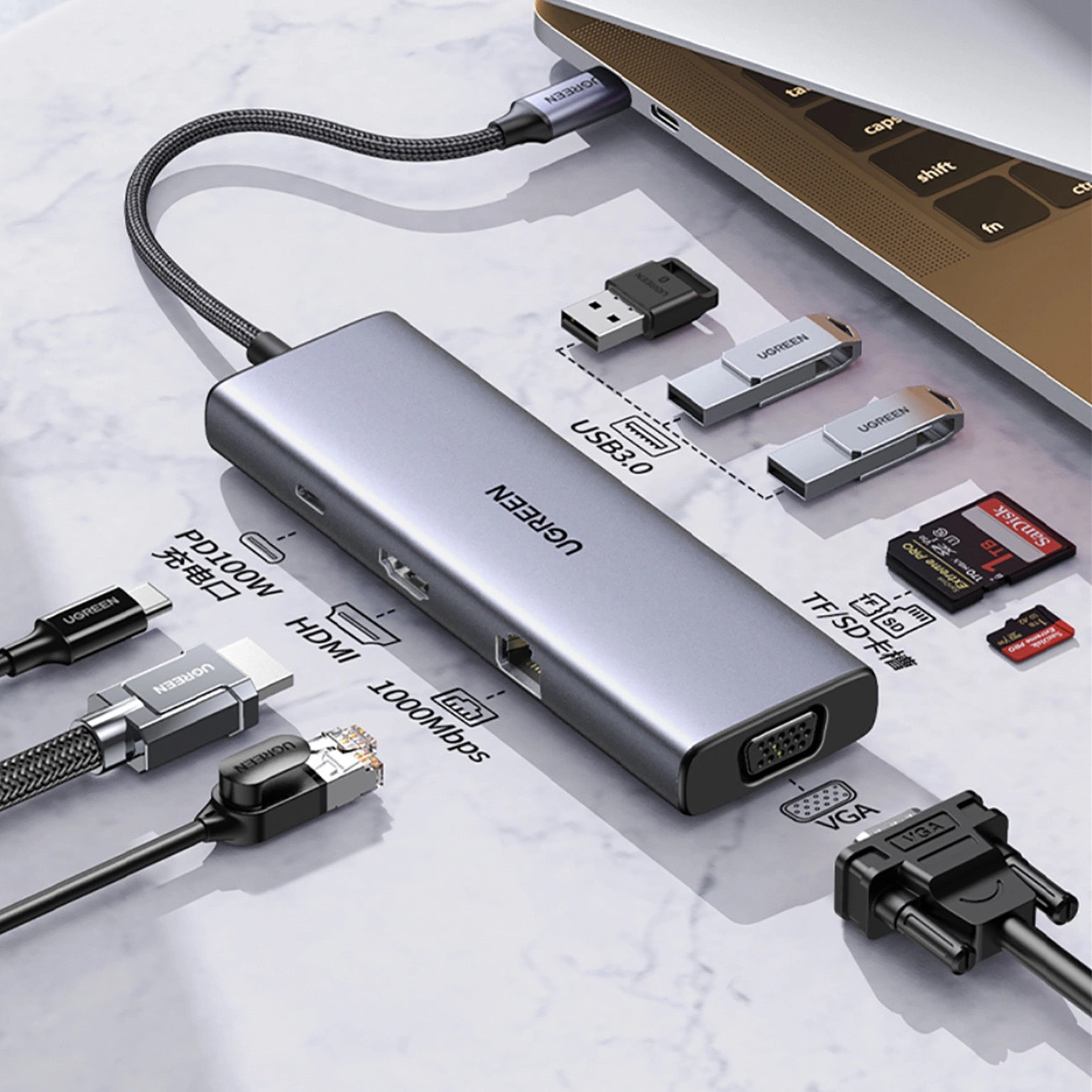 Hub USB C 9 trong 1 - in logo thumbnail 2