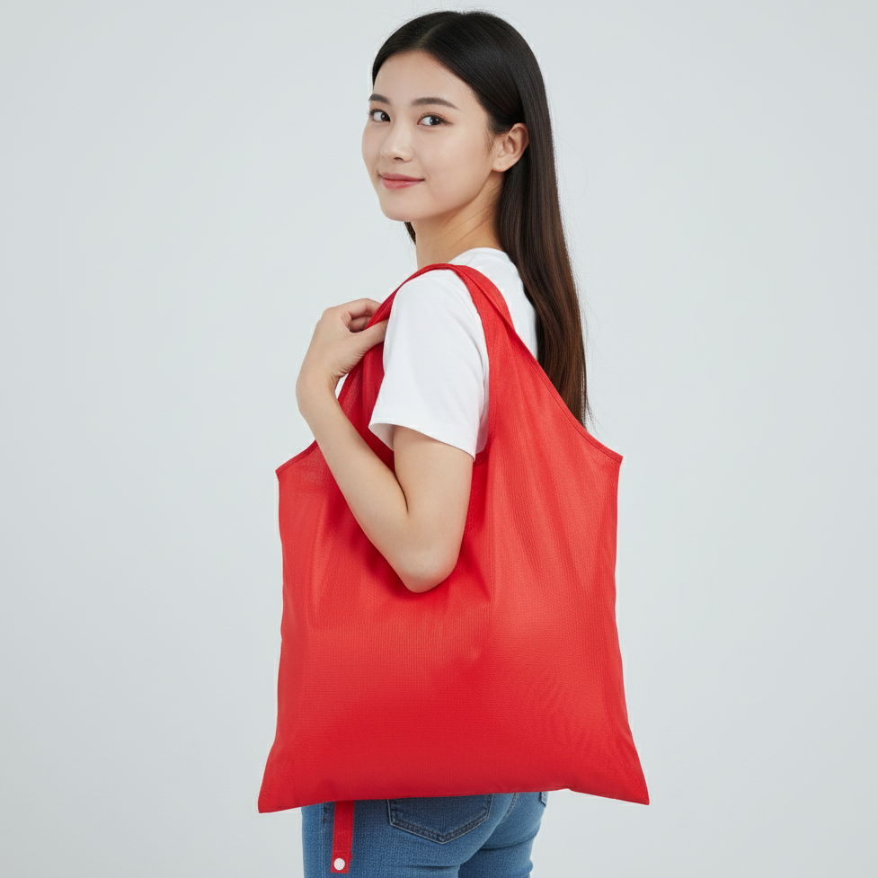 Túi Tote Polyester Gấp Gọn (Có Nút Gài) - in logo - Image 1