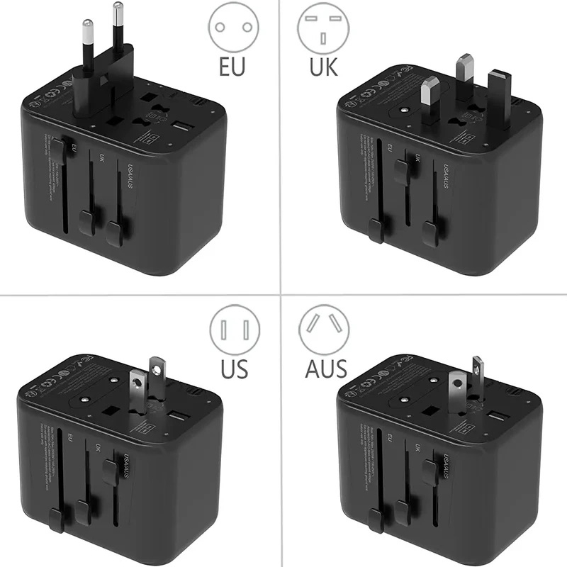 Bộ chuyển đổi phích cắm du lịch quốc tế đa năng 28W với 2 cổng USB & 3 cổng USB C - in logo thumbnail 3