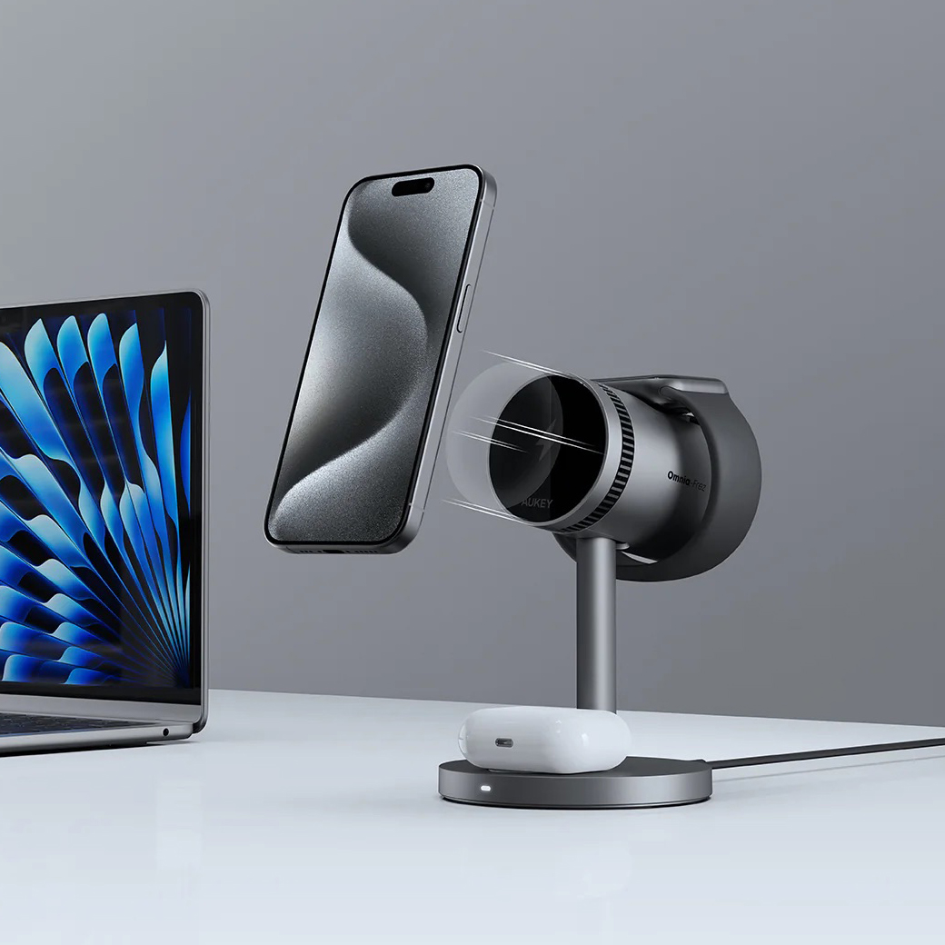 Bộ sạc không dây 3 trong 1 MagFusion với tính năng làm mát chủ động Qi2 - in logo thumbnail 2