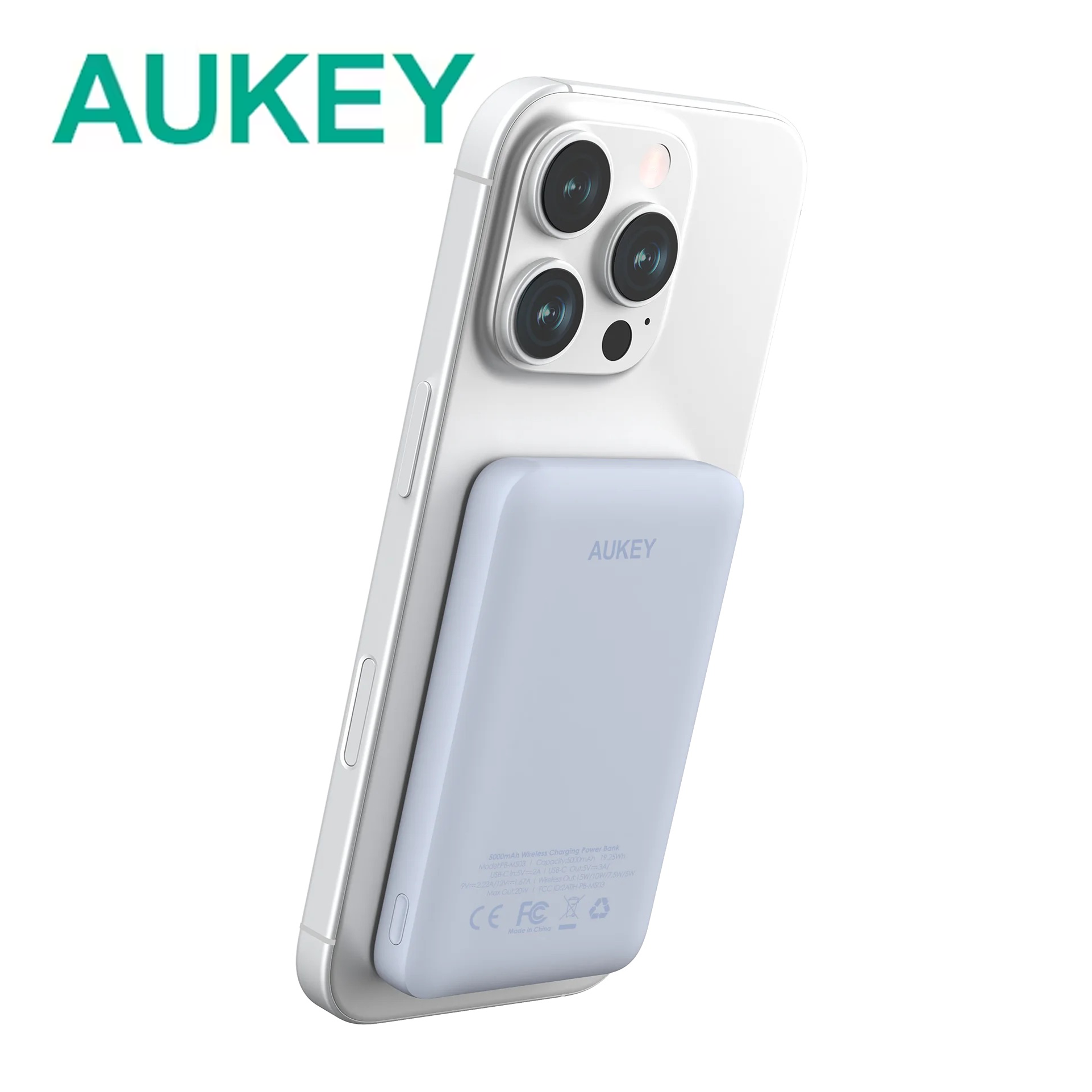 5,000mAh MagFusion Slim Magnetic Wireless Power Bank - custom logo